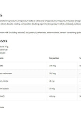Nutritional facts for OstroVit Triple Magnesium + B6 P-5-P supplement, displaying ingredients and dosage information.